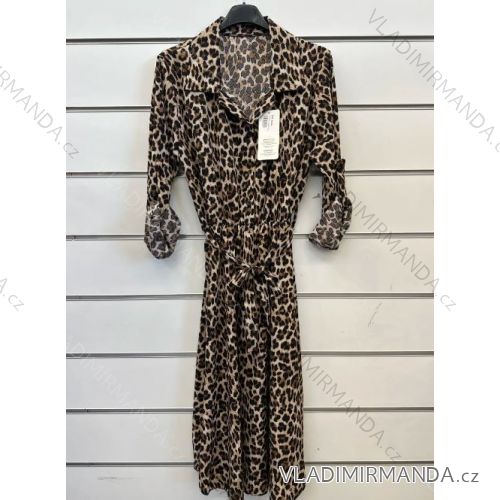 Šaty košilové dlouhý rukáv leopard dámské (S/M ONE SIZE) ITALSKÁ MÓDA IMPSH248635