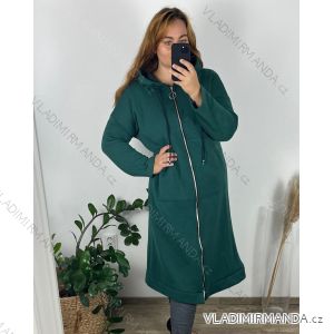 Mikina dlouhá oversize na zip s kapucí dlouhý rukáv dámská nadrozměr (54/56 ONE SIZE) ITALSKÁ MÓDA IM424SIRINA