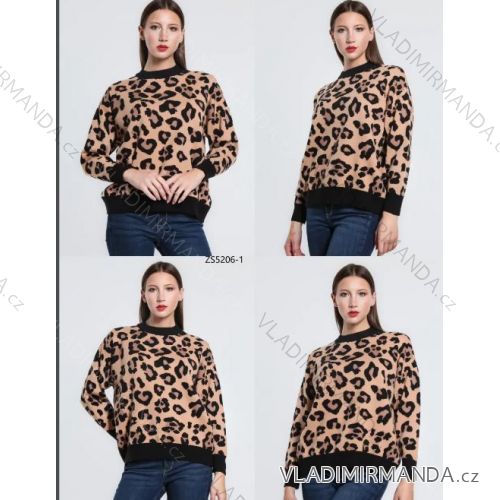 Svetr úpletový leopard dlouhý rukáv dámský (S/M ONE SIZE) ITALSKÁ MÓDA IMHFL24ZS5206-1