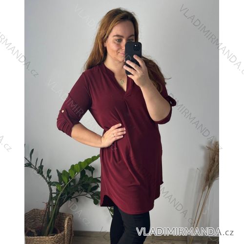 Tunika 3/4 rukáv dámská (XL/2XL ONE SIZE) ITALSKá MóDA IM322STELA/DUR vínová XL/2XL