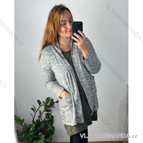 Cardigan slabý dlouhý rukáv dámský nadrozměr (50/52 ONE SIZE) ITALSKÁ MÓDA IMD24VENTURA