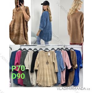 Tunic Warm Extended With Pendant 3/4 Long Sleeve Women's Plus Size (54/56/58 ONE SIZE) ITALIAN FASHION IMBM24213