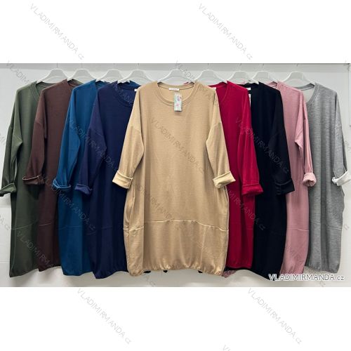 Long Casual Dress 3/4 Long Sleeve Women's Plus Size (50/52/54 ONE SIZE) ITALIAN FASHION IM424660