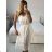 Women's Summer Boho Lace Strapless Dress (S/M ONE SIZE) ITALIAN FASHION IMPEM231128 S / M white