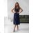 Women's Long Elegant Dress with Wide Straps (SL) FRENCH FASHION FMPEL23VELVET dark blue 34