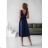 Women's Long Elegant Dress with Wide Straps (SL) FRENCH FASHION FMPEL23VELVET dark blue 34