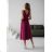 Women's Long Elegant Dress with Wide Straps (SL) FRENCH FASHION FMPEL23VELVET wine 34