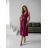 Women's Long Elegant Dress with Wide Straps (SL) FRENCH FASHION FMPEL23VELVET wine 34