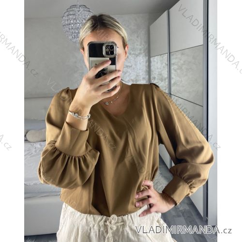 Dress with 3/4-sleeve ladies pocket (uni sl) ITALIAN Fashion IMWD20527 S/M/L Dark beige