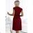 311-15 LILA Pleated dress with short sleeves - color burgundy