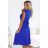 311-16 LILA Pleated dress with short sleeves - Royal Blue