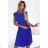 311-16 LILA Pleated dress with short sleeves - Royal Blue