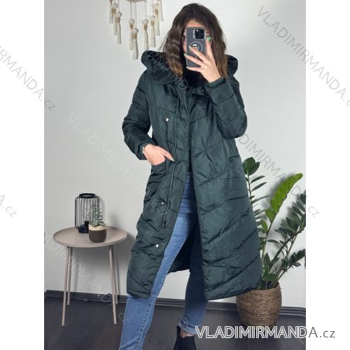 Kabát zimní s kapucí dámska  LHD fashion (S-2XL) LHD-2M-033-3/DR L tmavě smaragdová