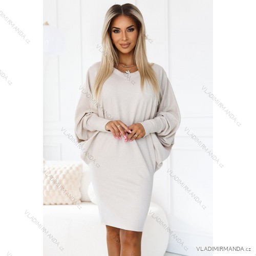 402-7 Jumper warm bat dress with cleavage - beige