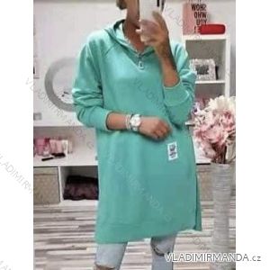 Šaty mikinové tenké s kapucí dlouhý rukáv oversize dámské nadrozměr (S/M/L/XL/2XL ONE SIZE) ITALSKÁ MÓDA IMD221008