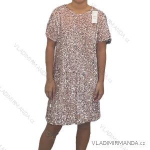 Šaty krátké elegantní flitrové krátký rukáv dámské (S/M/L ONE SIZE) ITALSKÁ MÓDA IMM24M52017