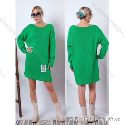 Women's Plus Size Warm Knitted Long Sleeve Dress (52/54/56 ONE SIZE) ITALIAN FASHION IM424637