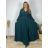 Women's Long Elegant Dress with Wide Straps (SL) FRENCH FASHION FMPEL23VELVET -   emerald green -   XL