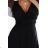 562-3 NASTIA Long dress with neckline and short sleeves - black