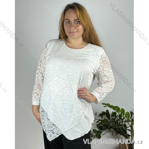 Tunika elegantní dlouhý rukáv dámská nadrozměr (XL-5XL ONE SIZE) POLSKÁ MÓDA PMFF241447/DR 2XL bílá