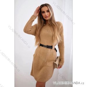 Women's Short Knitted Long Sleeve Dress (S/M ONE SIZE) ITALIAN FASHION IM424325