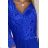 309-12 AMBER elegant lace long dress with a neckline - Royal blue