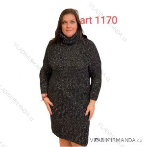 Šaty pletené s rolákom dlhý rukáv dámske nadrozmer (54/56/58 ONE SIZE) TALIANSKA MÓDA IM424760