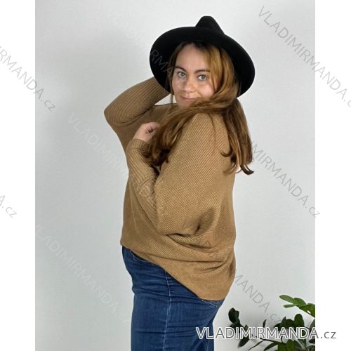 Women's oversize sweater with print (M / L ONE SIZE) ITALIAN FASHION IMB22KELLY 56/58 light brown