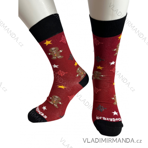 Ponožky veselé vánoční slabé pánské Perníček  (40-43,44-47) CRAZY SOCKS DPP24102/DR 44-47 vínová