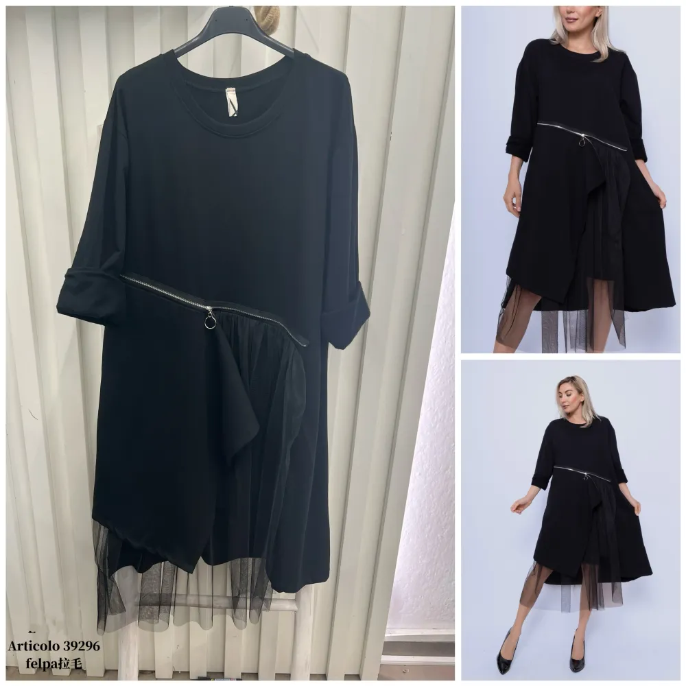 Šaty elegantní dlouhý rukáv dámské (S/M/L ONE SIZE) ITALSKÁ MÓDA IMPLI2439296