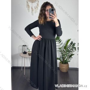 Šaty dlouhé elegantní dlouhý rukáv dámské (S/M/L ONE SIZE) ITALSKÁ MÓDA IMM24M55931-2/DUR