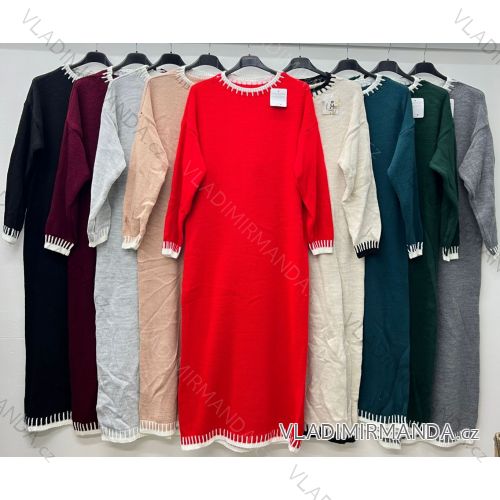 Long knitted dress long sleeve women's oversized (50/52/54 ONE SIZE) ITALIAN FASHION IM424814