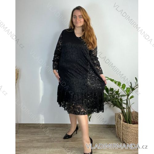 Shirt extended 3/4 long sleeve women's (L/XL/2XL ONE SIZE) ITALIAN FASHION IM423025 black 56/58