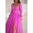 Women's Plus Size (42-46) Long Elegant Party Sleeveless Dress POLISH FASHION PMLBC23265-10 dark pink 36