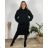 Women's Hooded Long Sleeve Dress (M / L ONE SIZE) ITALIAN FASHION IMP21164 48/50 black