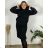 Women's Hooded Long Sleeve Dress (M / L ONE SIZE) ITALIAN FASHION IMP21164 48/50 black