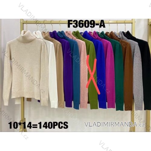 Women's Long Sleeve Turtleneck Sweater (S/M/L ONE SIZE) ITALIAN FASHION IMWK24F3712-1