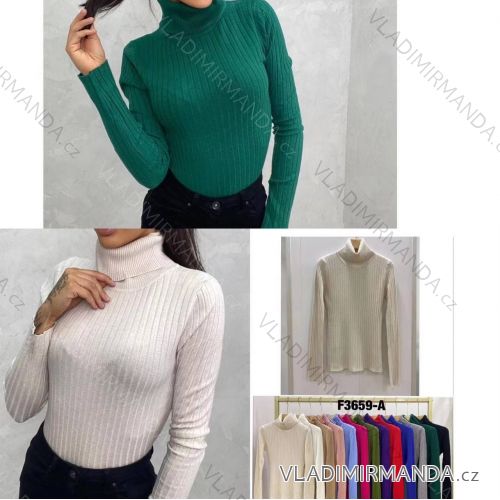 Women's Long Sleeve Turtleneck Sweater (S/M/L ONE SIZE) ITALIAN FASHION IMWK24F3659-A