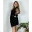 Women's Long Chiffon Short Sleeve Dress (S/M ONE SIZE) ITALIAN FASHION IMWGS231048  black