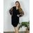 Women's Long Chiffon Short Sleeve Dress (S/M ONE SIZE) ITALIAN FASHION IMWGS231048  black