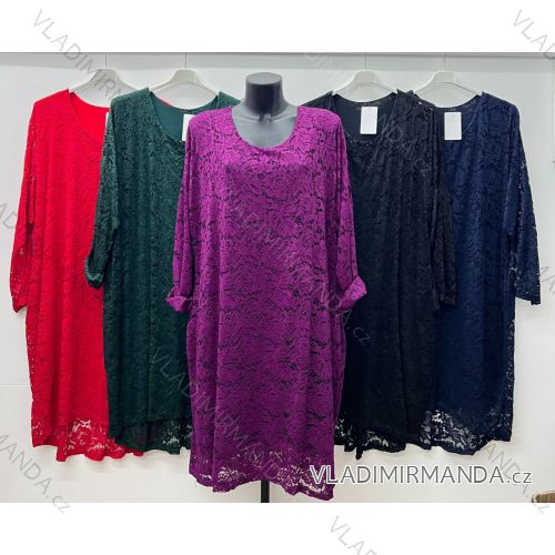 Long elegant lace long sleeve dress for women, oversized (54/56/58 ONE SIZE) ITALIAN FASHION IM424764