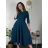 Women's elegant party long sleeve dress (S/M ONE SIZE) ITALIAN FASHION IM322282 black S/M/L