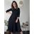 Women's elegant party long sleeve dress (S/M ONE SIZE) ITALIAN FASHION IM322282 black S/M/L