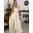 Women's Elegant Party Long Dress with Straps (S/M ONE SIZE) ITALIAN FASHION IMPSH2280608/DU -   béžová smetanová -   S/M/L