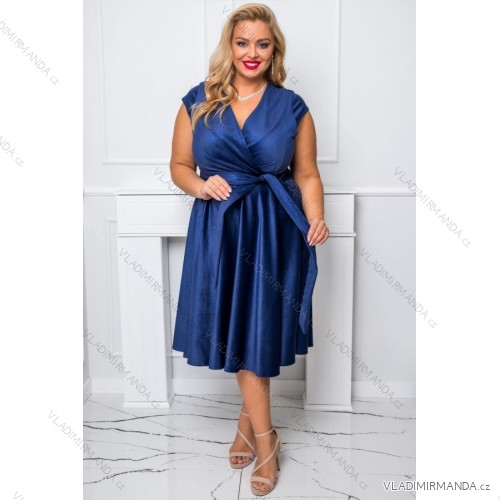 Women's Plus Size (42-46) Long Elegant Party Sleeveless Dress POLISH FASHION PMLBC23265-10 dark blue 42