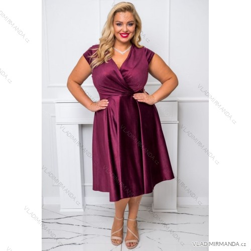 Women's Plus Size (42-46) Long Elegant Party Sleeveless Dress POLISH FASHION PMLBC23265-10 wine 42