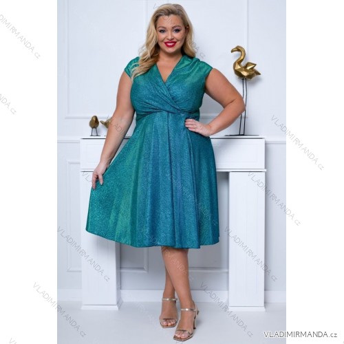 Women's Plus Size (42-46) Long Elegant Party Sleeveless Dress POLISH FASHION PMLBC23265-10 green 50