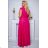 Women's Plus Size (42-46) Long Elegant Party Sleeveless Dress POLISH FASHION PMLBC23265-10 růžová fuchsiová 44