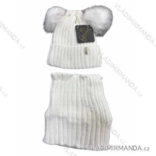 Girls' winter warm cap (3-9let) POLAND PRODUCTION PV924WROBI white ONE SIZE