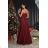 Women's Strapless Long Satin Party Dress (34-42) POLISH FASHION PMLEL24NATHALIE wine 42